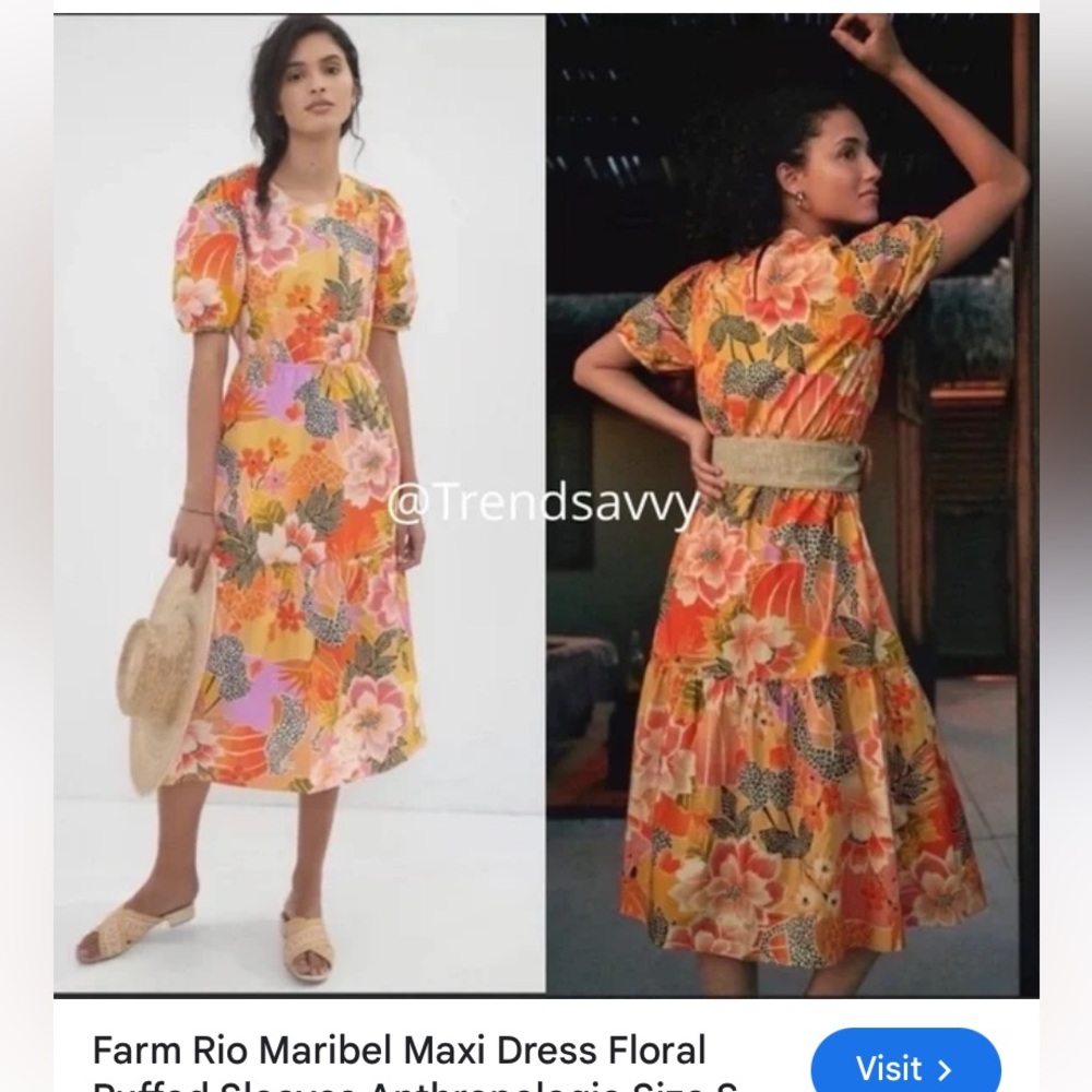 Farm rio Maribel dress tropical/100%cotton